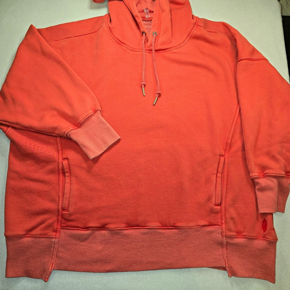 FP Movement A Cut Above Oversized Hoodie Sweatshirt L Neon Coral Slouchy Boxy...